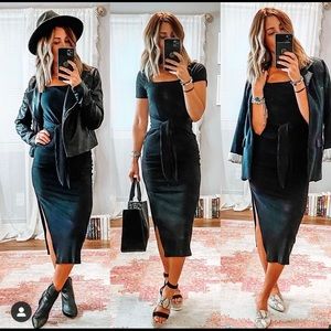 Ribbed Tie Front Dress